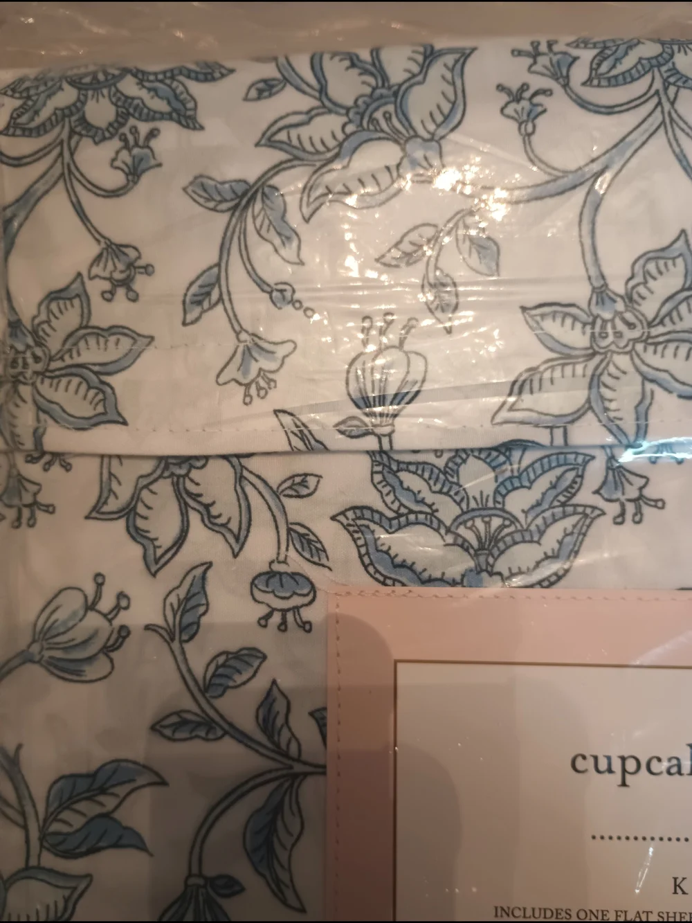 Cupcakes and Cashmere At Home Sheet Set Blue Floral on White King
